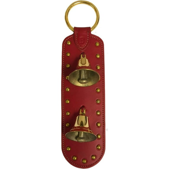 Red Leather Brass Lancaster Bell Christmas Sleigh Bell Door Knob Hanger Made USA