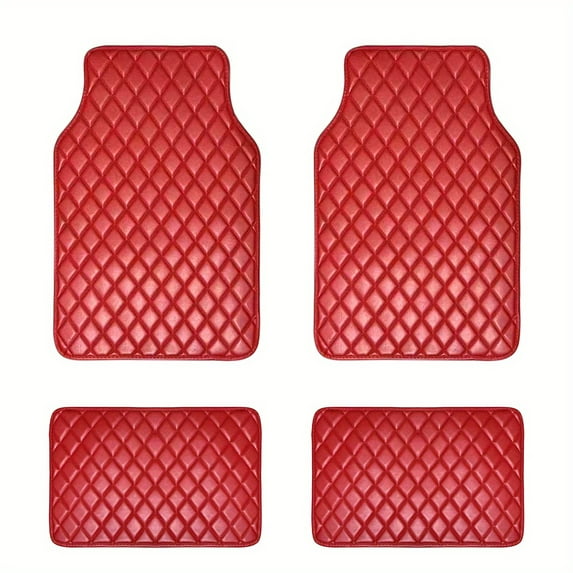 Red Leather Carpet For Car,Simple Style Universal Size Car Floor Mats For Man/Woman,Heavy Duty,Easy To Clean,Going Through All Seasons