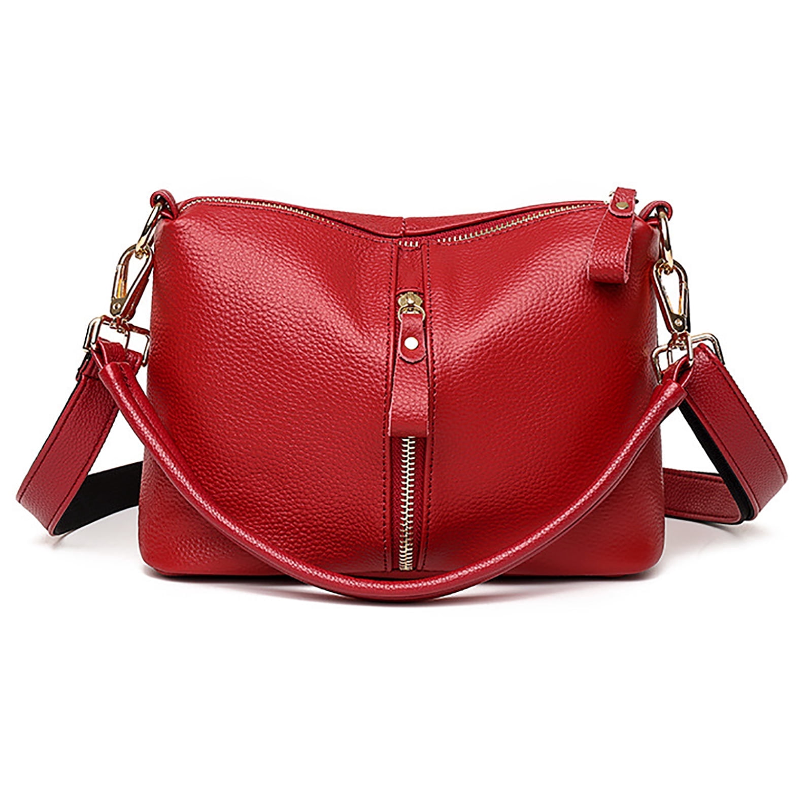 Red Leather Crossbody Purses for Women Secure Zipper Shoulder Bag Ideal for Travel, Commute, Shopping