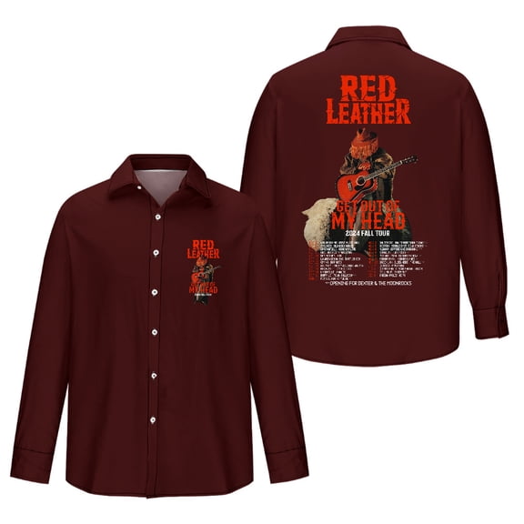 Red Leather Get Out Of My Head 2024 Fall Tour Long Sleeved Shirts Fashion V-neck Shirt
