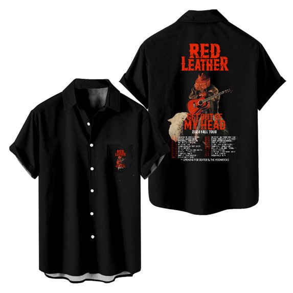 Red Leather Get Out Of My Head 2024 Fall Tour Shirt Short Sleeved Hip Hop Shirts