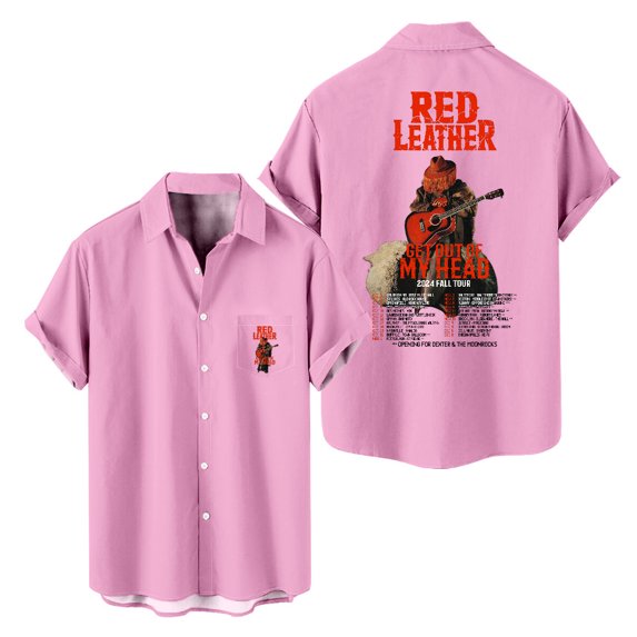 Red Leather Get Out Of My Head 2024 Fall Tour Shirt Short Sleeved Hip Hop Shirts