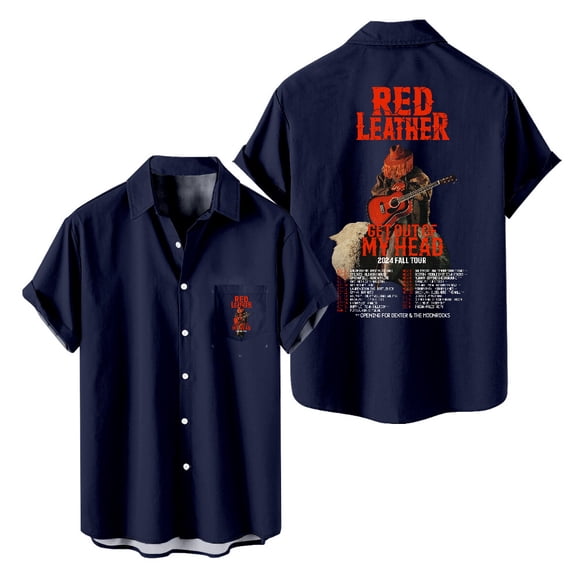 Red Leather Get Out Of My Head 2024 Fall Tour Shirt Short Sleeved Hip Hop Shirts