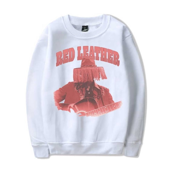 Red Leather Merch Hat Crewneck Sweatshirts Cosplay Women Men Fashion Long Sleeve Stylish Y2K Design Top