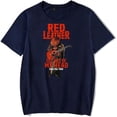 thumbnail image 1 of Red Leather Merch T-shirt Retro Round Neck Trendy Short Sleeved Men's And Women's Street Wear, 1 of 2