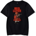 thumbnail image 1 of Red Leather Merch T-shirt Retro Round Neck Trendy Short Sleeved Men's And Women's Street Wear, 1 of 2