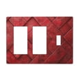 thumbnail image 1 of Red Leather Pattern Mix 3 Gang Toggle Light Switch Cover Decorative Switch Plates and Outlet Covers Wall Plates for Electrical Kitchen Home Office Art Decor, 1 of 4