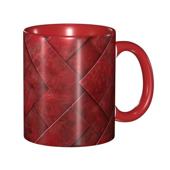 Red Leather Pattern Mix Coffee Mug Fun Custom Ceramic Mugs 11oz Red