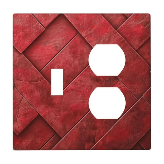 Red Leather Pattern Mix Light Switch Cover Decorative Switch Plates and Outlet Covers Wall Plate for Electrical Kitchen Home Office Art Decor Standard Size