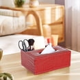 thumbnail image 1 of Red Leather Remote Control and Tissue Box Organizer, Multifunctional Storage Box, PU Material, for Living Room, Bedroom, Office, Space-Saving, Easy to Clean, Elegant Home Decor Accessory, 1 of 6