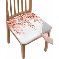 Red Leaves Chair Seat Covers for Dining Room Stretch Chair Seat Covers Set of 6, Chair Seat Protector Cushion Slipcovers for Kitchen Restaurant Office Botanical Eucalyptus Farmhouse Country Herb