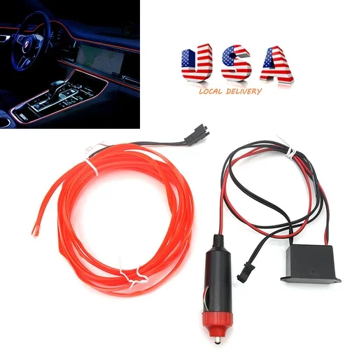 Red Led Atmosphere Wire Strip Light Lamp Car Interior Decor Accessories 12V
