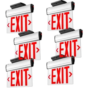 MW Lighting Red LED Edge-Lit Exit Sign, Single-Sided Clear 8mm Acrylic & Aluminum Housing, Hardwired for commercial top/side/wall multi mount ,6PCS