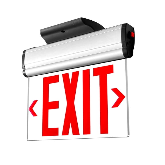 Mw Lighting Red LED Edge-Lit Exit Sign, LED Light Bulb Type Hardwired Power Type, Single-Sided Clear Acrylic Panel & Aluminum Housing, Hardwired for commercial top/side/wall mount, 1PC