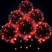 Red Led Light Up Balloons Transparent Bobo Balloons for Valentines Day Wedding Christmas Birthday Party Decorations