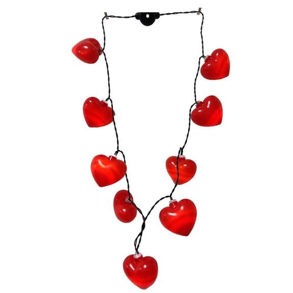Red Led String Lights Heart Necklace Decorative Lights For Valentine Day Holiday Ambient Lighting 37.8 Inches Battery Operated Red