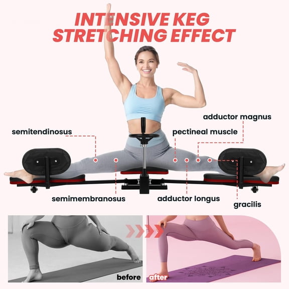 Red Leg Spreader Machine, 0-180 Multi-Angle Split Trainer, Heavy Duty Steel Structure with Silent Wheels, 330LBS Capacity for Adults Kids Ballet Yoga Daily Stretching