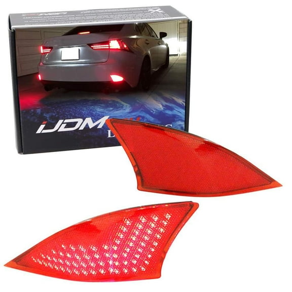 Red Lens 69-SMD LED Bumper Reflector Lights For 2014-2020 Lexus IS250 IS350 IS200t IS300, Function as Tail, Brake & Rear Fog Lamps