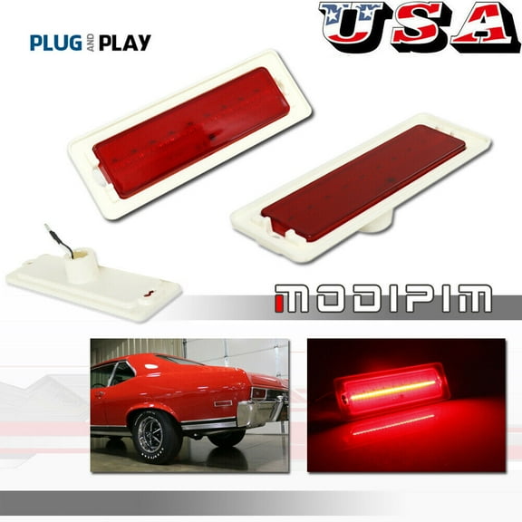 Red Lens LED Rear Corner Side Marker Indicator Lights for 1970 - 1974 for Chevrolet Nova-