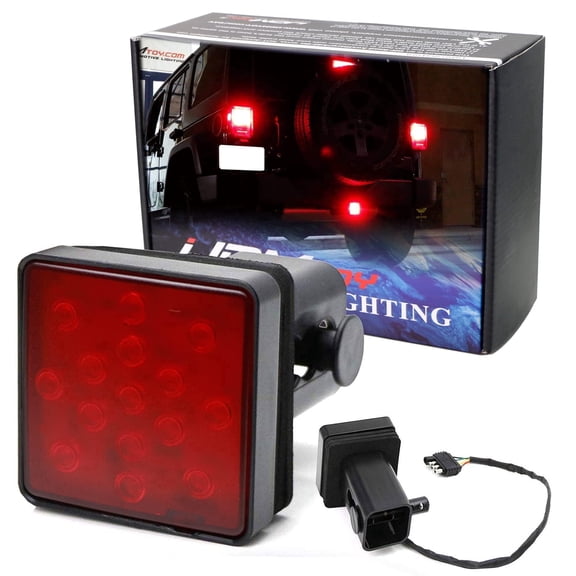 Red Lens LED Tail/Brake Light For Truck SUV Trailer Class 3/4/5 2-Inch Towing Hitch Receiver, Powered By 15 Super Bright Red LED Bulbs