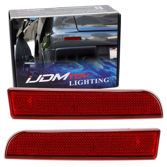 Red Lens Rear Bumper Reflector Lenses For 2008-2016 Mitsubishi Lancer, Evolution Evo 10 X, OE-Spec LH RH Assembly