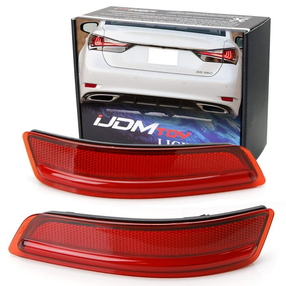 Red Lens Rear Bumper Reflector Lenses For 2013-2018 Lexus ES350 ES300h, 2013-2020 GS200t GS350 GS460 GS450h, OE-Spec LH RH Assembly