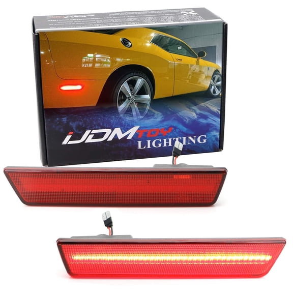 Red Lens Red Full LED Rear Side Marker Light Kit For 2008-14 Dodge Challenger, 2011-14 Charger, Powered by 36-SMD LED, Replace OEM Back Sidemarker Lamps