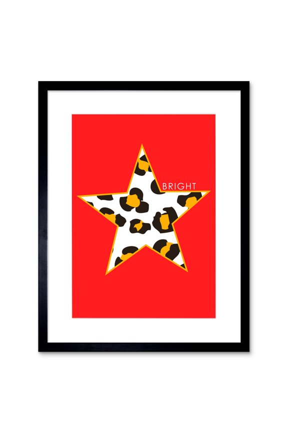 Red Leopard Bright Framed Wall Art Print