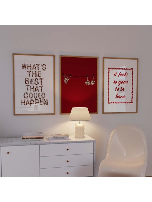 Red Leopard Cheetah Print Set Preppy Dorm Wall Art, Poster Only