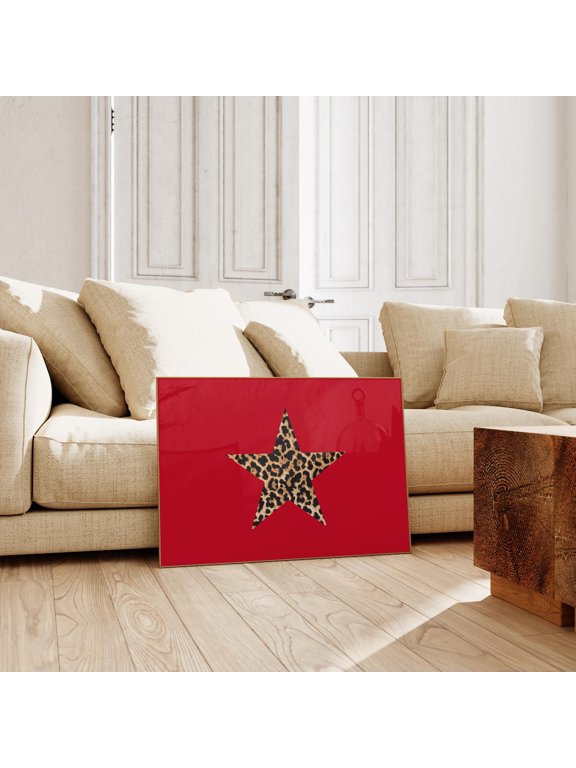 Red Leopard Girly Wall Trendy Reds for Dorm Decor Cheetah Aesthetic Decor Red Apartment Decor Horizontal Wall Art