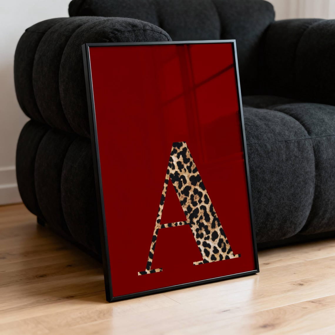 Red Leopard Letter A Wall Art Print, Cherry Red Animal Pattern And ...