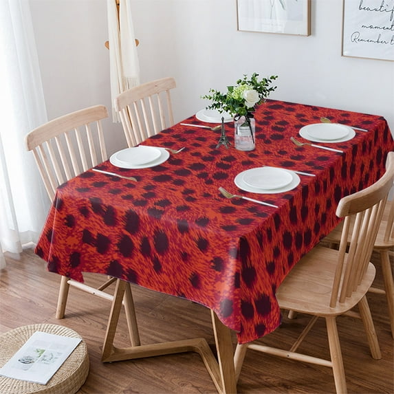 Red Leopard Pattern Table Cloth Waterproof Dining Tablecloth for Table Kitchen Decorative Coffee Cui