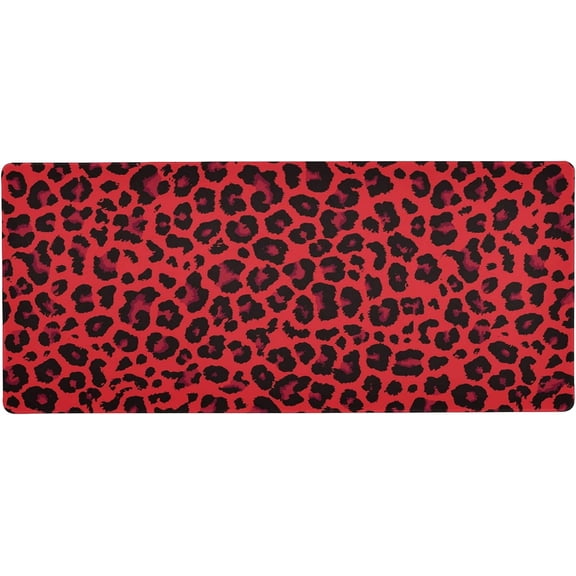 Red Leopard Print Cheetah Large Gaming Mouse Pad Big Mousepad Mice Keyboard Mat with Non-Slip Rubber Base for Computer Laptop Home & Office, 31.5 X 11.8 inch