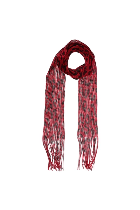 Red Leopard Print Scarf - Animal Print Neck Scarf for Women, Versatile Fashion Accessory for Daily Wear or Events