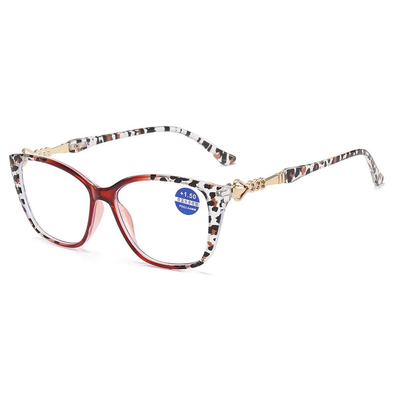 Red Leopard Print Square Oversized Reading glasses Blue  display picture 1