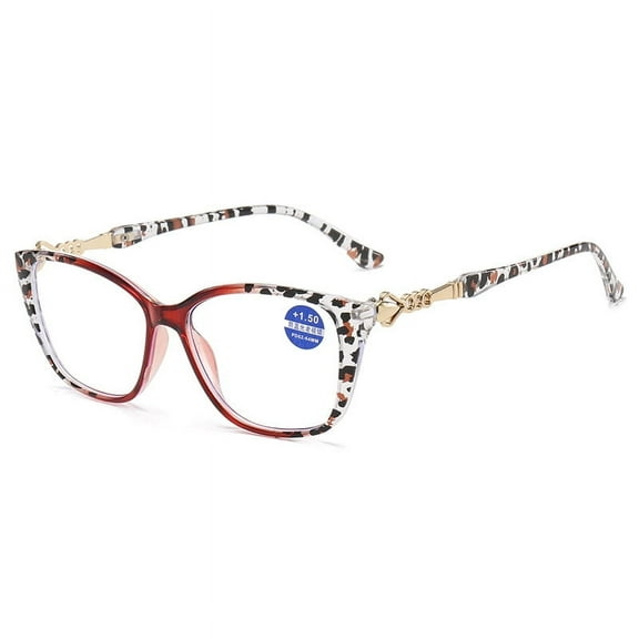 Red Leopard Print Square Oversized Reading glasses Blue Light Blocking Metal Presbyopic Glasses Readers for Women +2.00