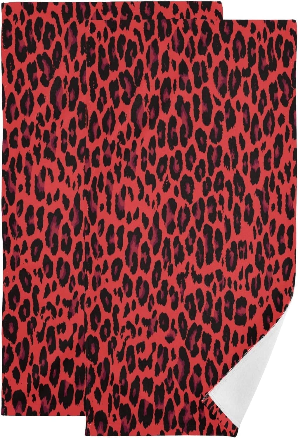 Red Leopard Skin Print Soft Hand Towels for Bath Decorative Guest ...