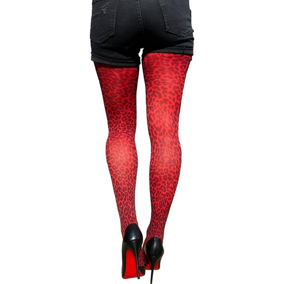 Red Leopard Tights for Women