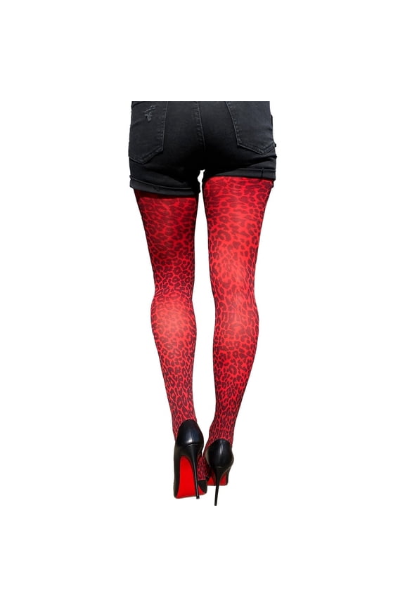 Red Leopard Tights for Women