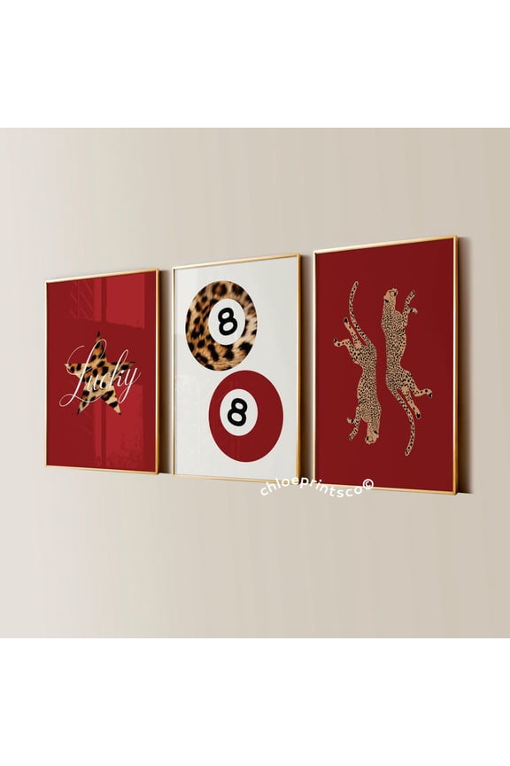 Red Leopard Wall Art, Poster Only