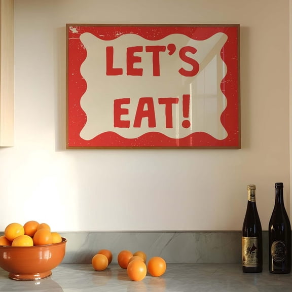 Red Lets Eat Kitchen Poster, Poster Home Decor, Poster Only