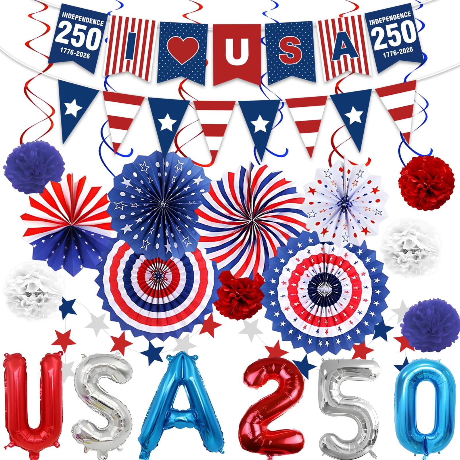 Red Letter Balloons, Foil Balloons, Paper Fans, 6 In, Paper Fans Party ...