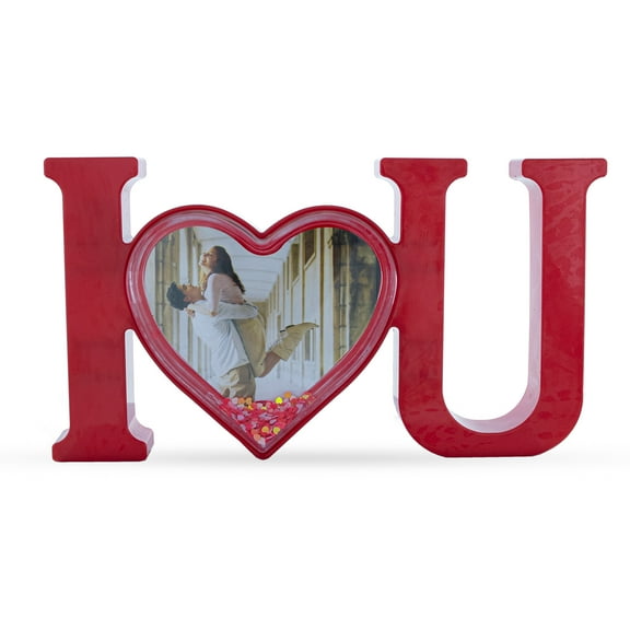 Red Letters "I Love You" Plastic Picture Water Frame with LED Lights Romantic Valentine's Day Figurine