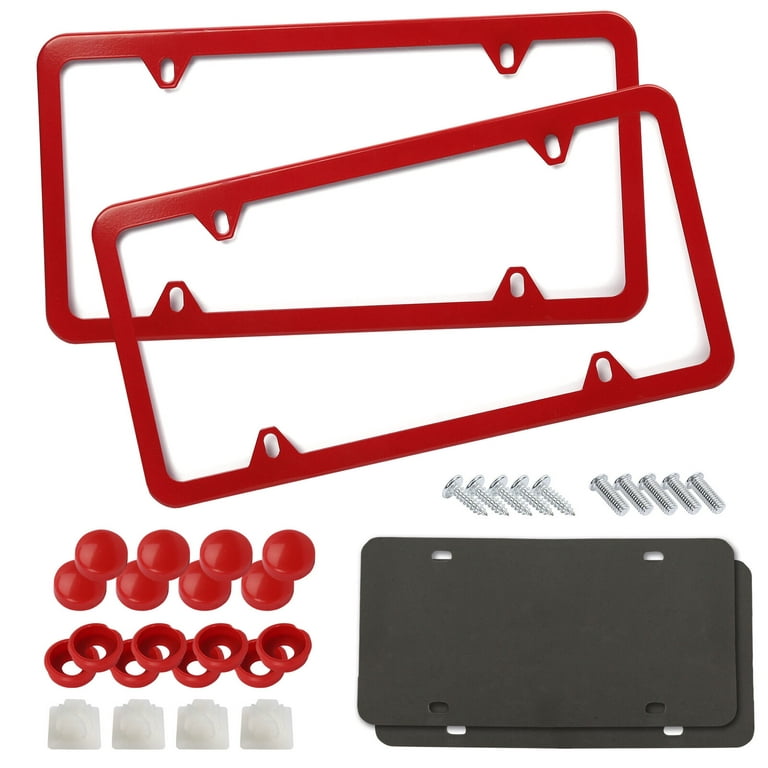 Red License Plate Frames Car License Plate Covers Holder Front & Rear US size, Size: 12.4 x 6.4 (31.5 cm x 16.2 cm)