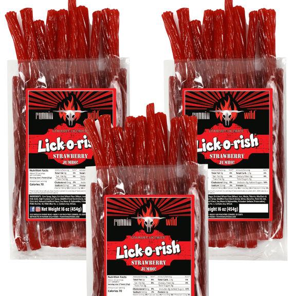 Red Licorice Candy | Gourmet JUMBO Strawberry Licorice | 3 Pounds Total (Set of 3 bags, 1 pound each)