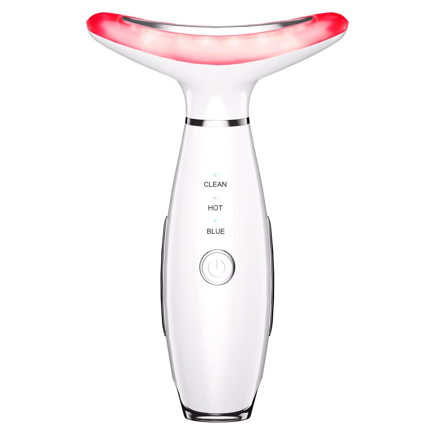 Red Light Beauty Device for Face and Neck. Based on Triple Action L E D, Thermal, and Vibration Technologies.