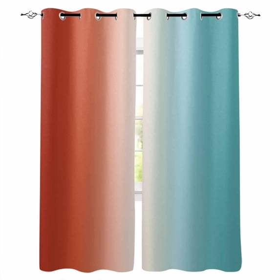 Red Light Blue Ombre Blackout Curtains for Bedroom/Living Room, Thermal Insulated Kitchen Curtains, Abstract Modern Art Aesthetics Grommet Darkening Window Treatment Drapes 52"x63"x2