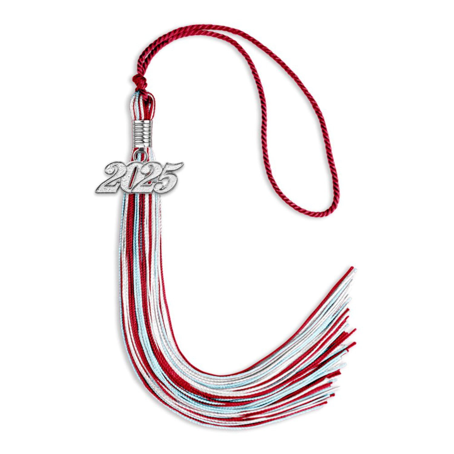 Endea Graduation Tassel With Silver Stacked Date Charm - Double Color, Class Of 2023