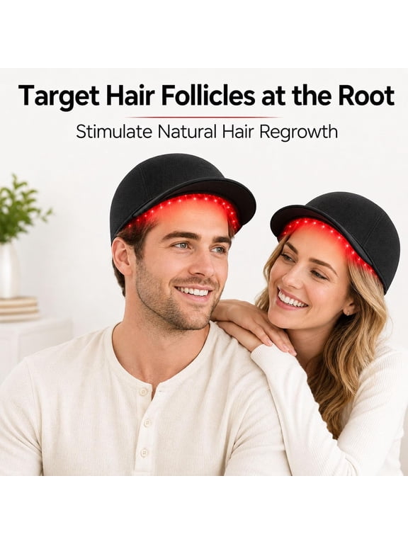 Red Light Cap, Red Light Hat for Head, 630Nm 850Nm 940Nm Infrared Light Cap Adjustable Size, Hair Care, 10FT USB Charging Cable