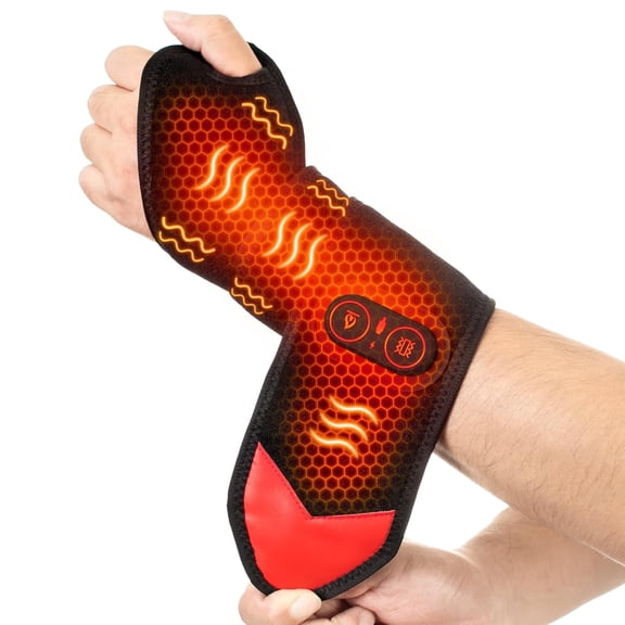 Cordless Wrist Heating Pad Wrap, Heated Wrist Brace with Vibration, Portable Hand Wrap Brace with 3 Heats and Vibrations Modes, Rechargeable Heating Pad for Wrist and Hand, Elbow, Ankle